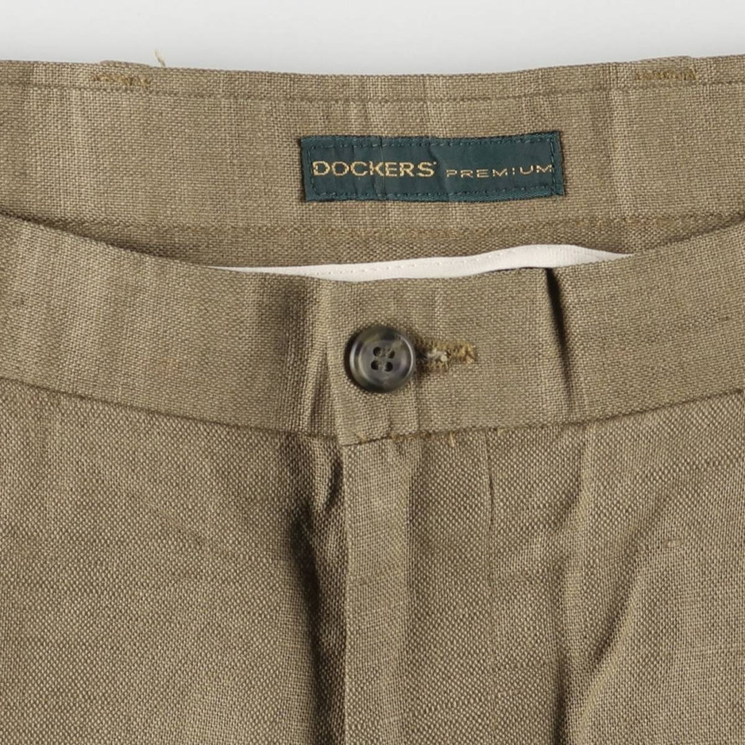 00'S Dockers Premium Pleated Relaxed Fit Two-pleat Linen Pants Slacks Men's W36 linen brown type Vintage Second Hand
