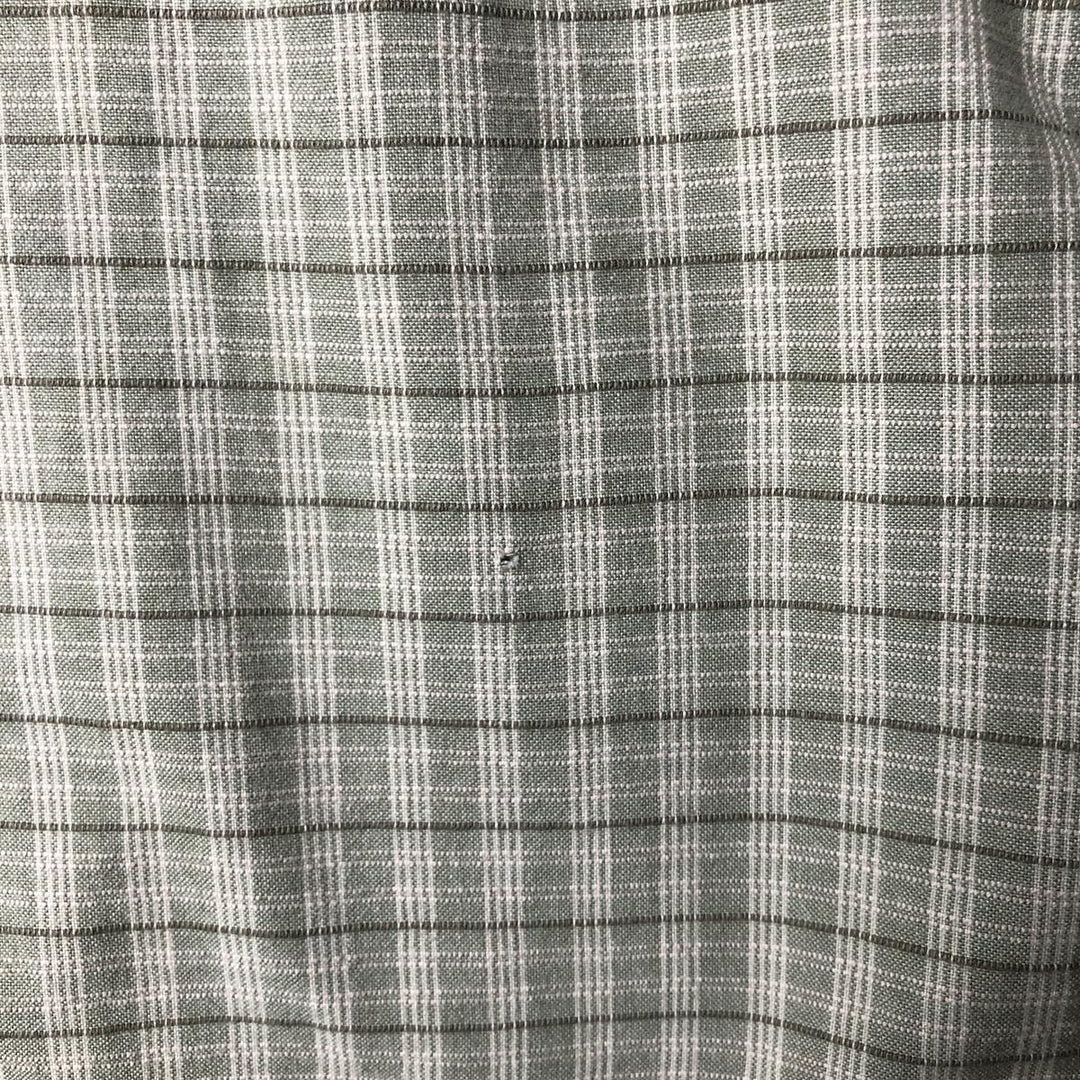 ~00'S Columbia Short Sleeve Cotton Check Shirt Box Shirt Men's L Size cotton Khaki type sage green Vintage Second Hand