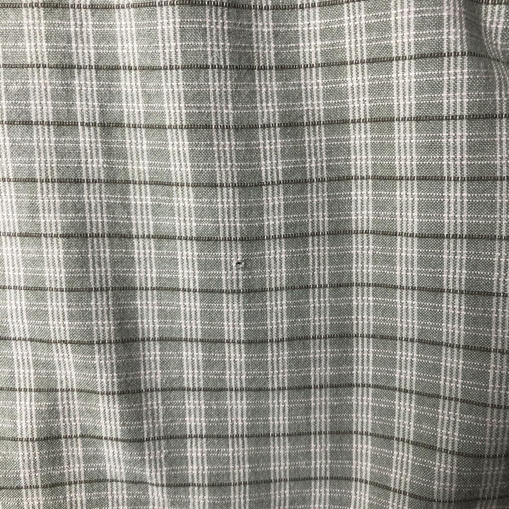 ~00'S Columbia Short Sleeve Cotton Check Shirt Box Shirt Men's L Size cotton Khaki type sage green Vintage Second Hand