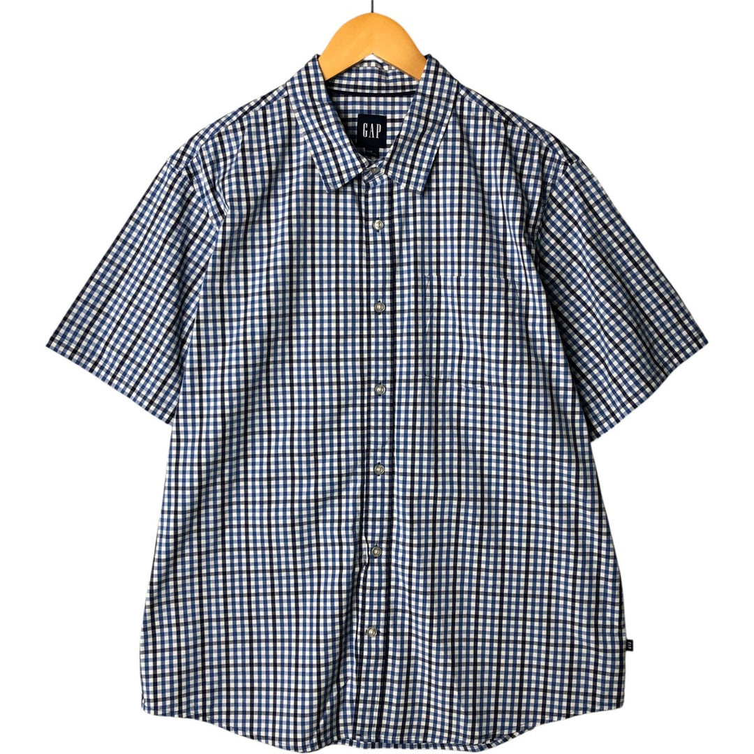 GAP short sleeve cotton check shirt, men's size XL cotton blue type Vintage Second Hand