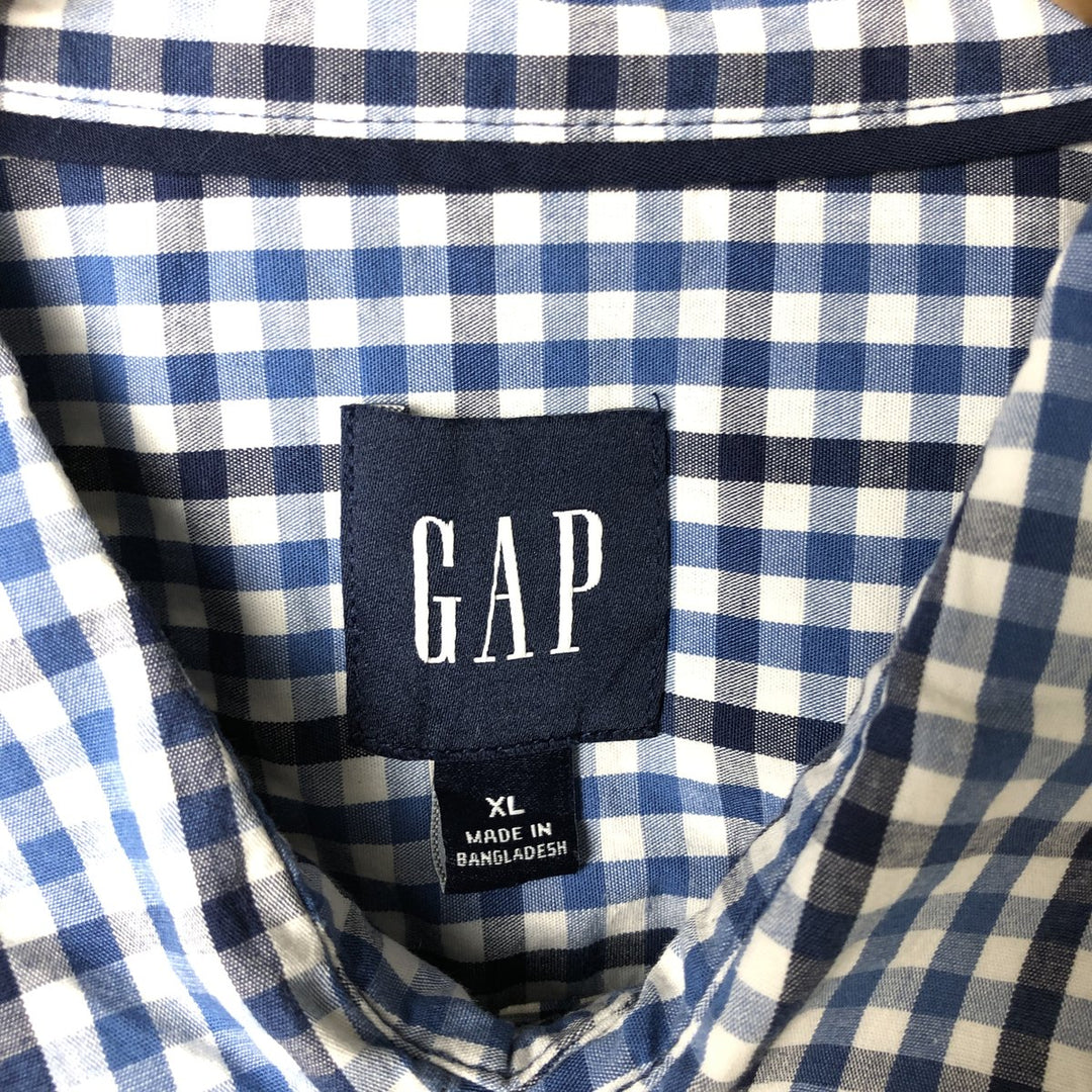 GAP short sleeve cotton check shirt, men's size XL cotton blue type Vintage Second Hand