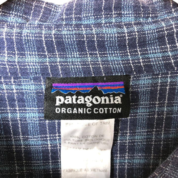 Patagonia 52921SP14 Willow Crepe Short Sleeve Cotton Check Shirt Box Shirt Men's XL Size Organic cotton blue type Vintage Second Hand