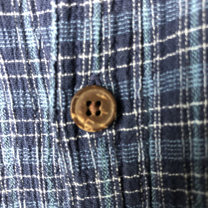 Patagonia 52921SP14 Willow Crepe Short Sleeve Cotton Check Shirt Box Shirt Men's XL Size Organic cotton blue type Vintage Second Hand