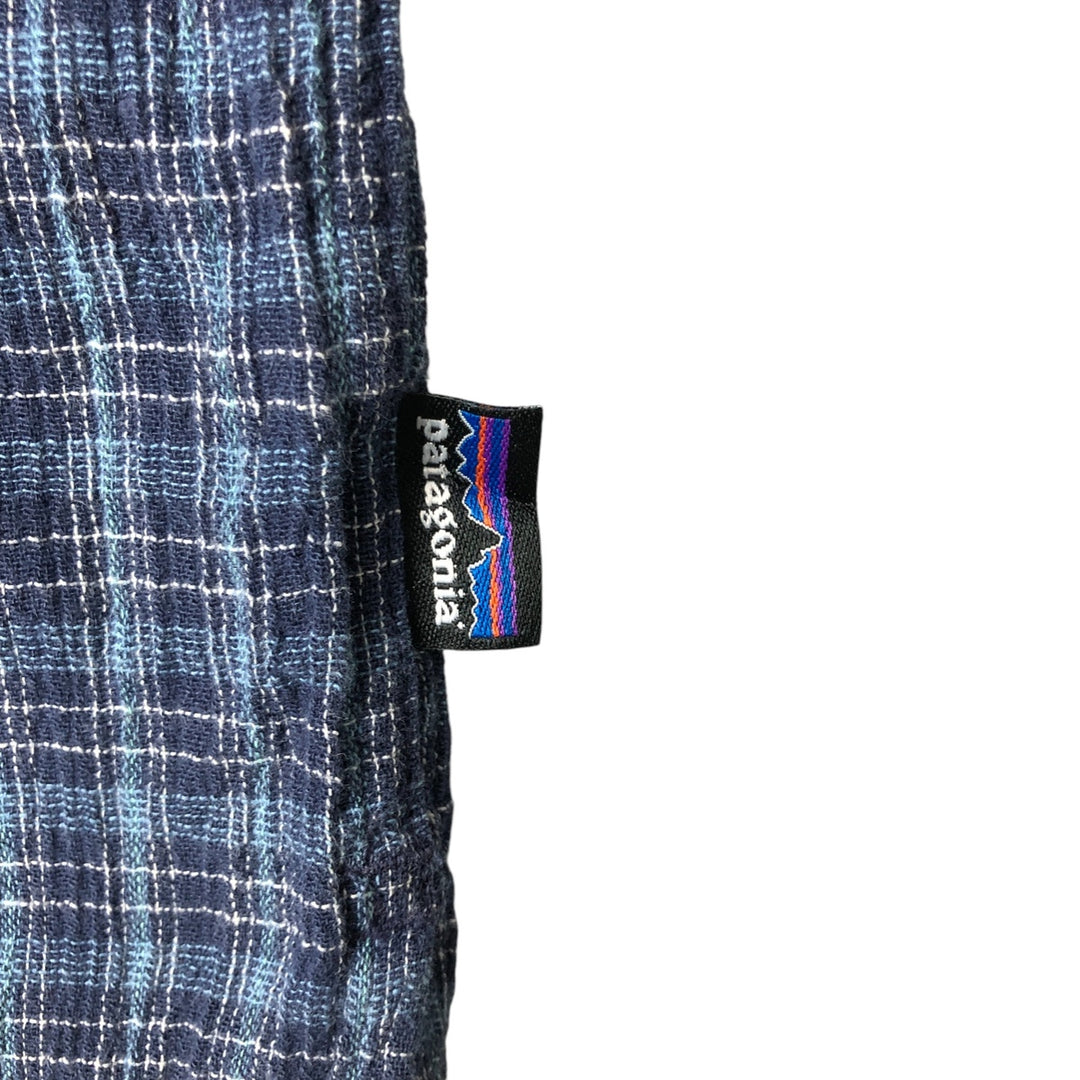 Patagonia 52921SP14 Willow Crepe Short Sleeve Cotton Check Shirt Box Shirt Men's XL Size Organic cotton blue type Vintage Second Hand