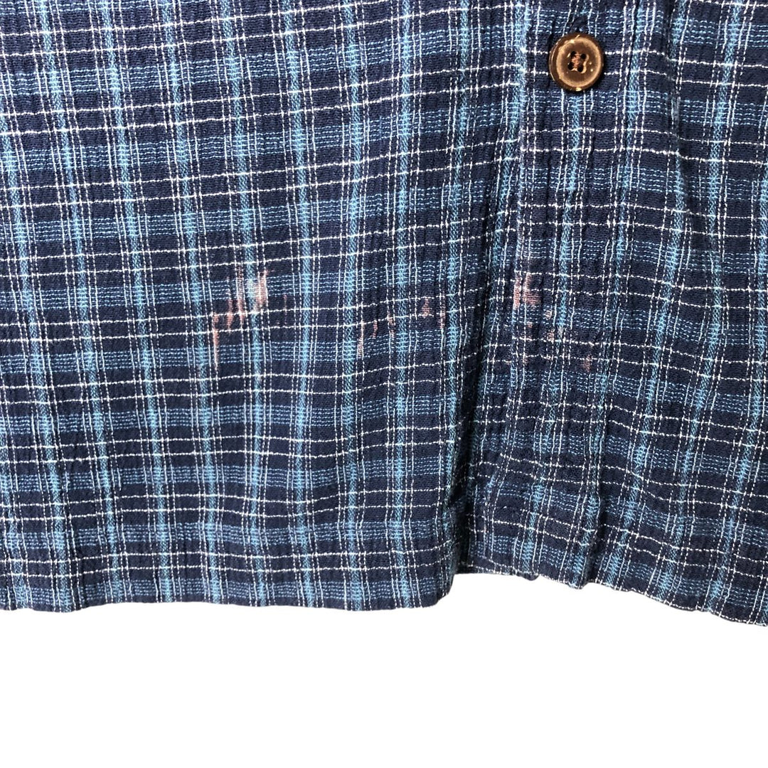 Patagonia 52921SP14 Willow Crepe Short Sleeve Cotton Check Shirt Box Shirt Men's XL Size Organic cotton blue type Vintage Second Hand