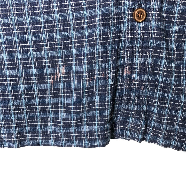Patagonia 52921SP14 Willow Crepe Short Sleeve Cotton Check Shirt Box Shirt Men's XL Size Organic cotton blue type Vintage Second Hand