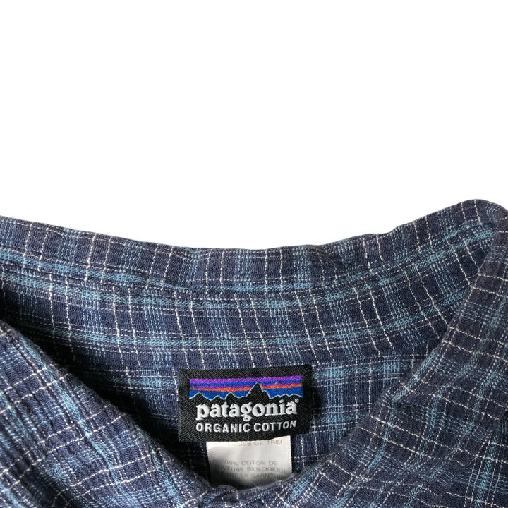 Patagonia 52921SP14 Willow Crepe Short Sleeve Cotton Check Shirt Box Shirt Men's XL Size Organic cotton blue type Vintage Second Hand