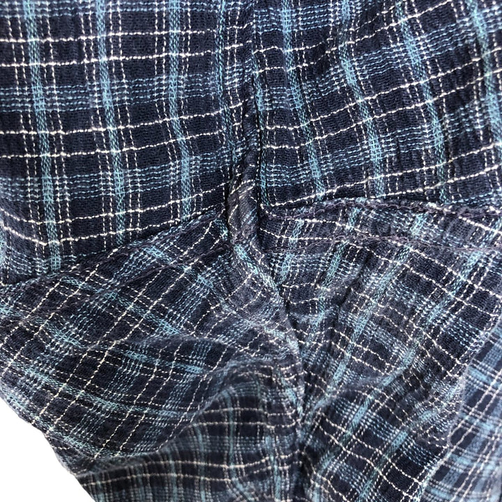 Patagonia 52921SP14 Willow Crepe Short Sleeve Cotton Check Shirt Box Shirt Men's XL Size Organic cotton blue type Vintage Second Hand