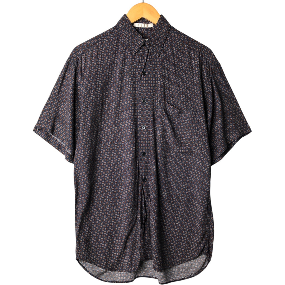 Perry Ellis PERRY ELLIS All-over print short-sleeve rayon shirt, size S for men Rayon blue type Vintage Second Hand