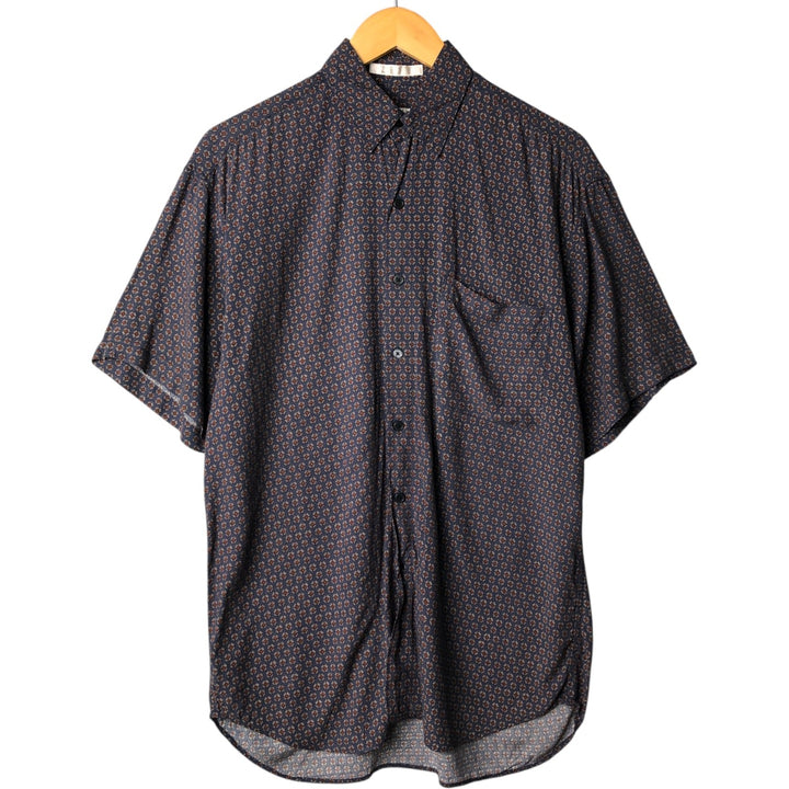 Perry Ellis PERRY ELLIS All-over print short-sleeve rayon shirt, size S for men Rayon blue type Vintage Second Hand