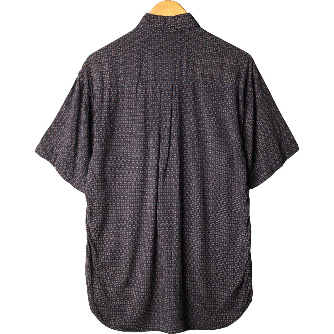 Perry Ellis PERRY ELLIS All-over print short-sleeve rayon shirt, size S for men Rayon blue type Vintage Second Hand