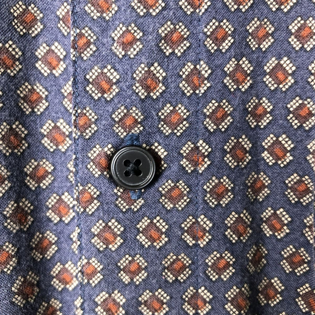Perry Ellis PERRY ELLIS All-over print short-sleeve rayon shirt, size S for men Rayon blue type Vintage Second Hand