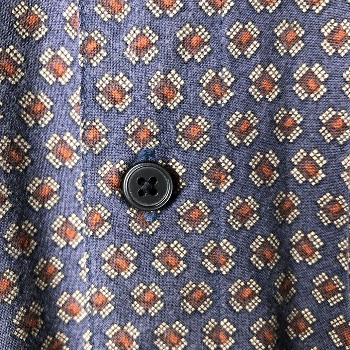 Perry Ellis PERRY ELLIS All-over print short-sleeve rayon shirt, size S for men Rayon blue type Vintage Second Hand