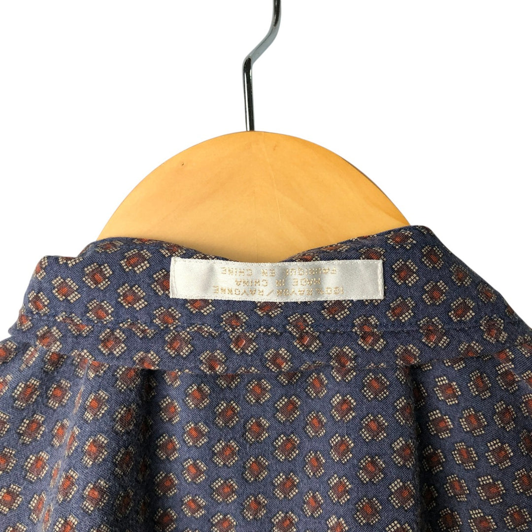 Perry Ellis PERRY ELLIS All-over print short-sleeve rayon shirt, size S for men Rayon blue type Vintage Second Hand