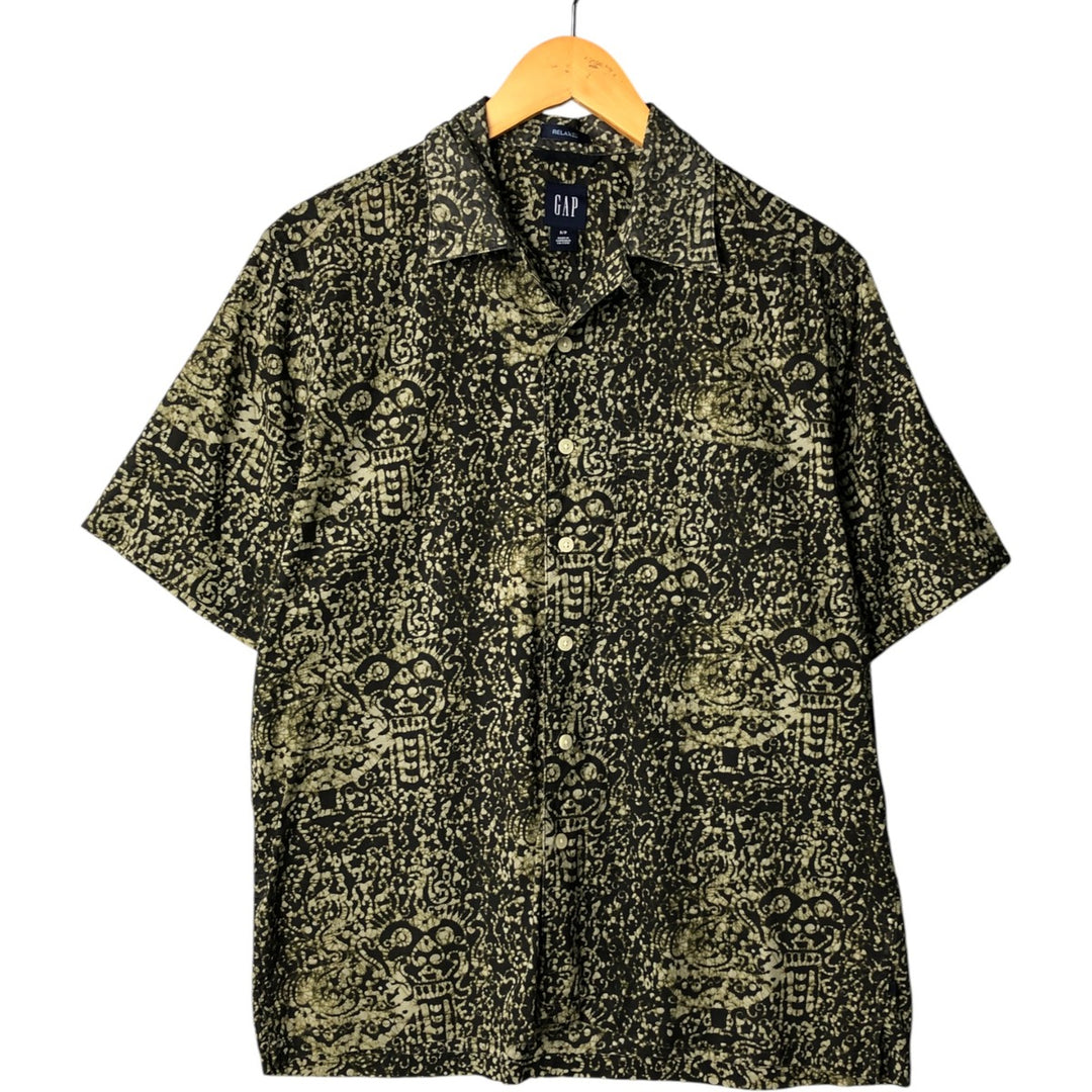 GAP RELAXED All-over Print Short Sleeve Open Collar Cotton Shirt Men's S Size Box Shirt cotton Green type dark green Vintage Second Hand