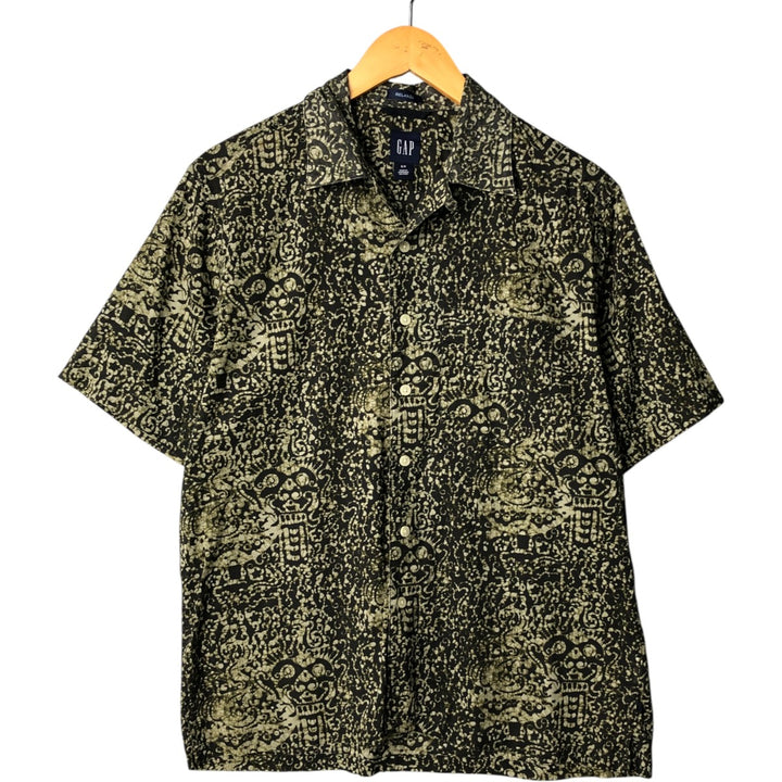 GAP RELAXED All-over Print Short Sleeve Open Collar Cotton Shirt Men's S Size Box Shirt cotton Green type dark green Vintage Second Hand