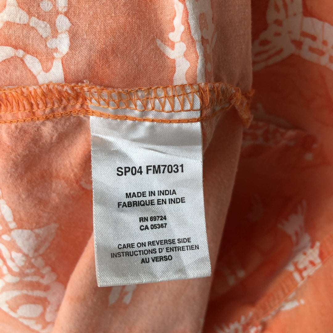 90s~00'S Columbia Fish Pattern Short Sleeve Open Collar Cotton Shirt Men's L Size Box Shirt Vintage cotton orange type Vintage Second Hand