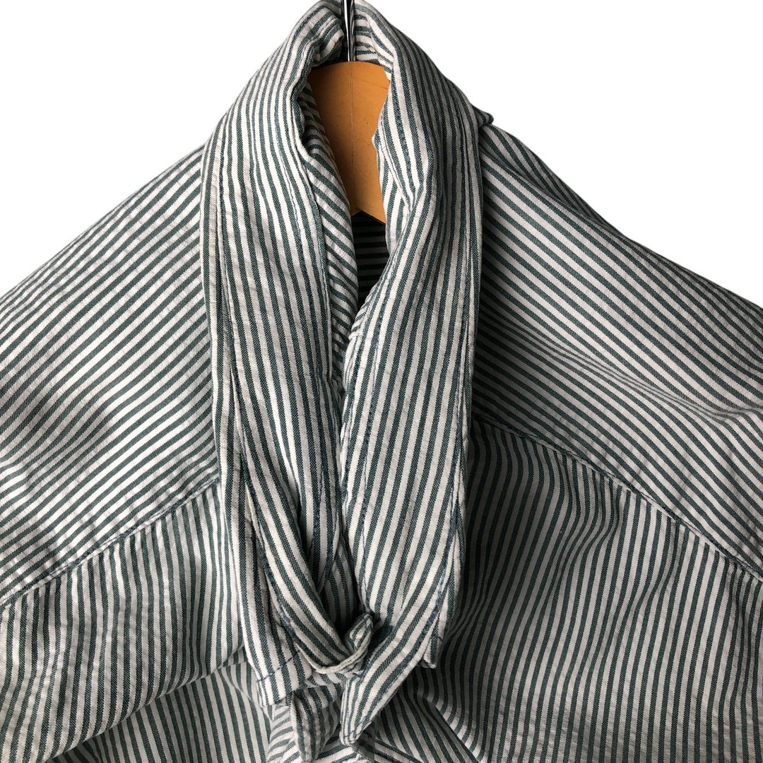 Eddie Bauer Seersucker Short Sleeve Cotton Striped Shirt, Men's Size L cotton Green type dark green Vintage Second Hand
