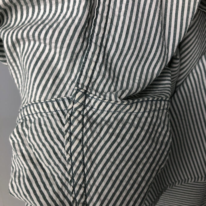 Eddie Bauer Seersucker Short Sleeve Cotton Striped Shirt, Men's Size L cotton Green type dark green Vintage Second Hand