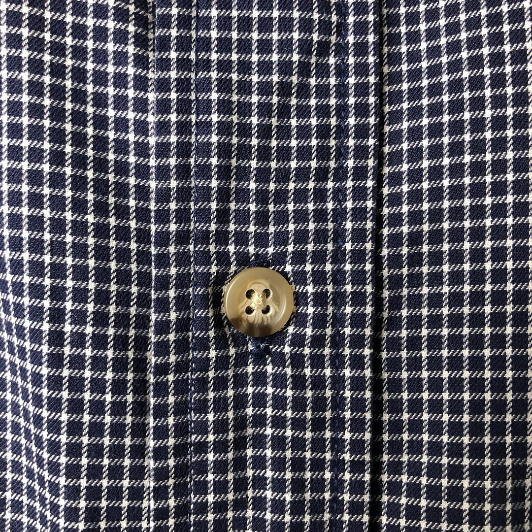 Eddie Bauer short-sleeved cotton check shirt, size L for men cotton navy blue type Vintage Second Hand