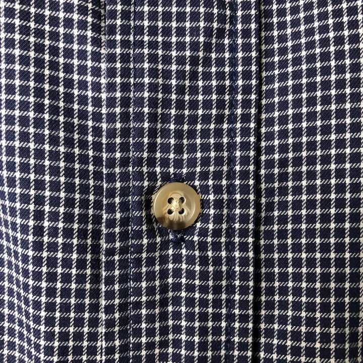 Eddie Bauer short-sleeved cotton check shirt, size L for men cotton navy blue type Vintage Second Hand
