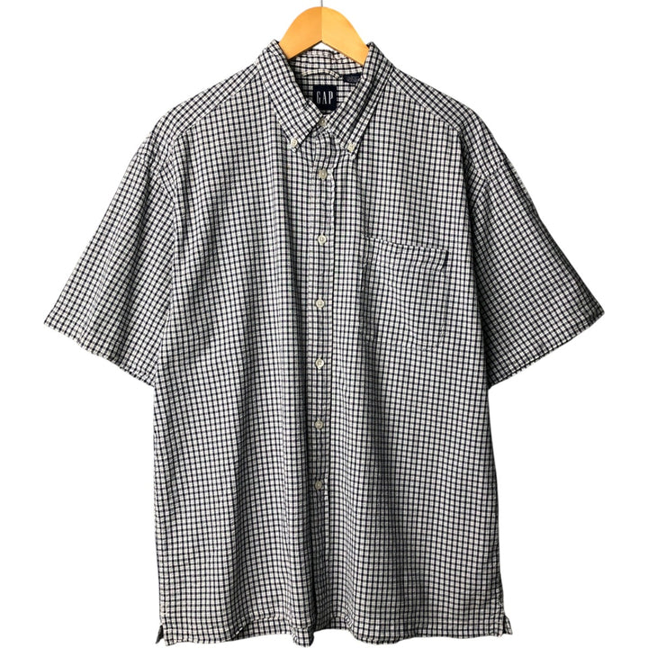 90'S GAP Old Gap Short Sleeve Cotton Check Shirt Box Shirt Men's L Size Vintage cotton white type Vintage Second Hand