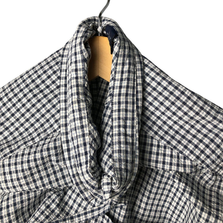 90'S GAP Old Gap Short Sleeve Cotton Check Shirt Box Shirt Men's L Size Vintage cotton white type Vintage Second Hand
