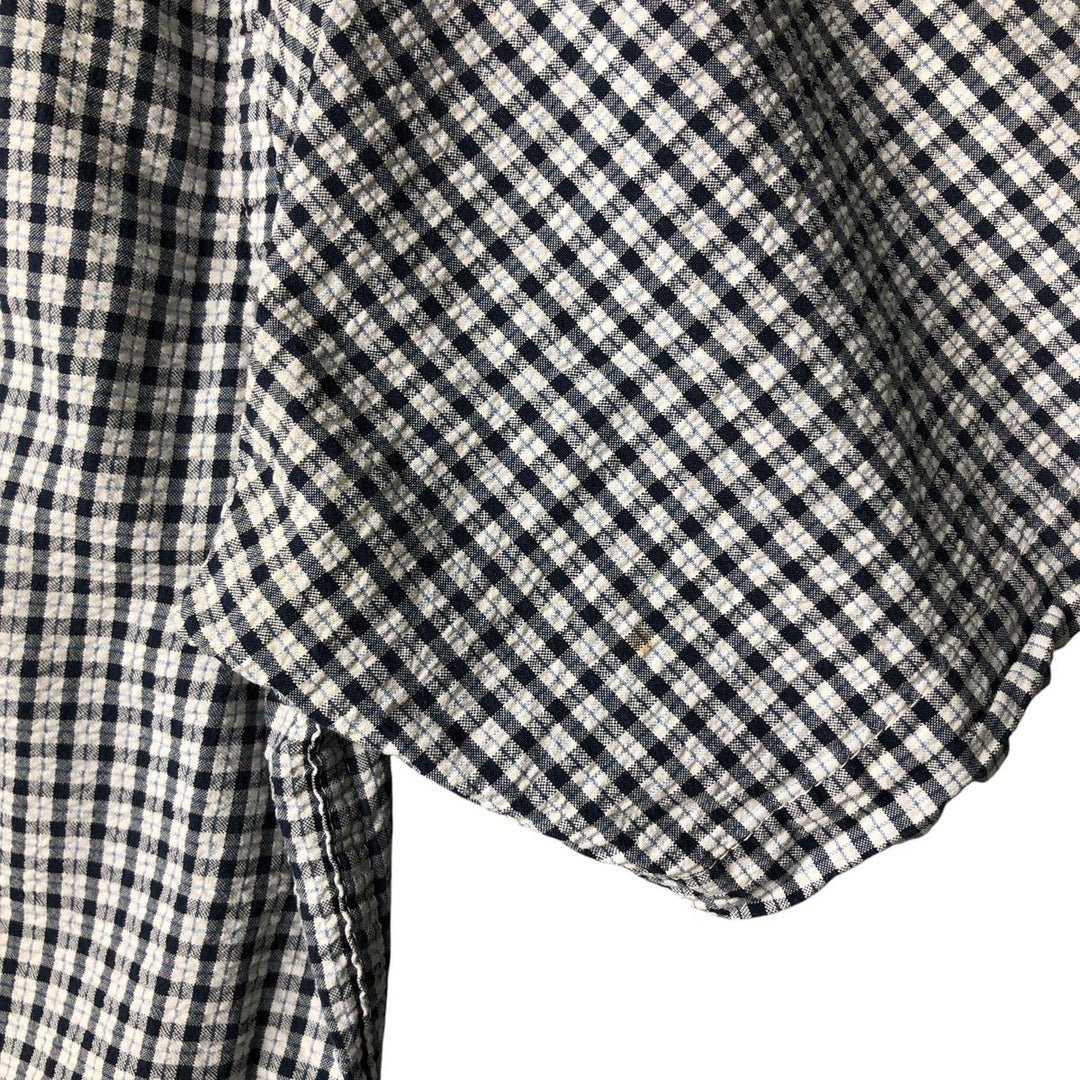 90'S GAP Old Gap Short Sleeve Cotton Check Shirt Box Shirt Men's L Size Vintage cotton white type Vintage Second Hand