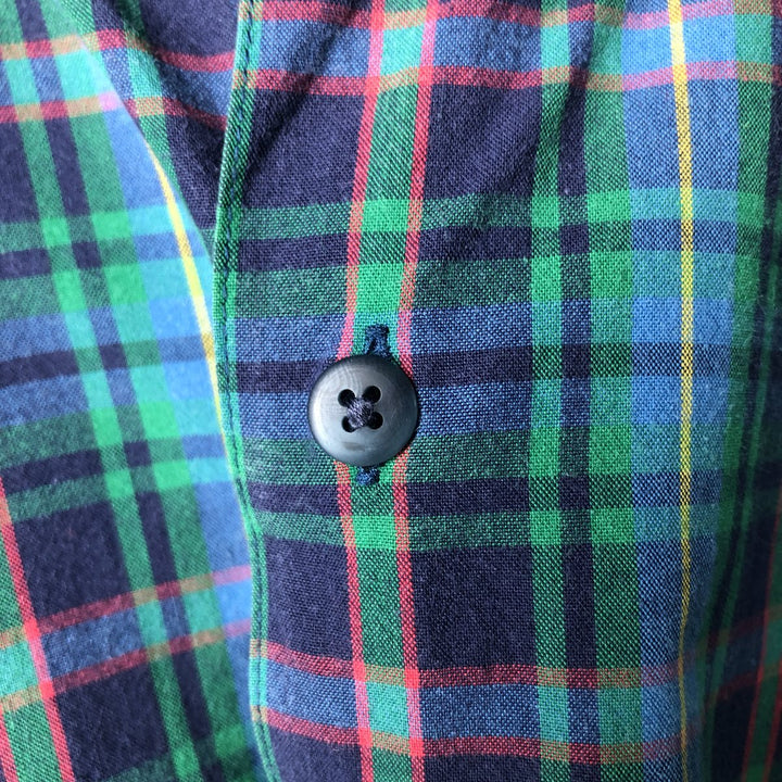 90'S GAP Old Gap Short Sleeve Cotton Check Shirt Men's L Size Vintage cotton green type Vintage Second Hand