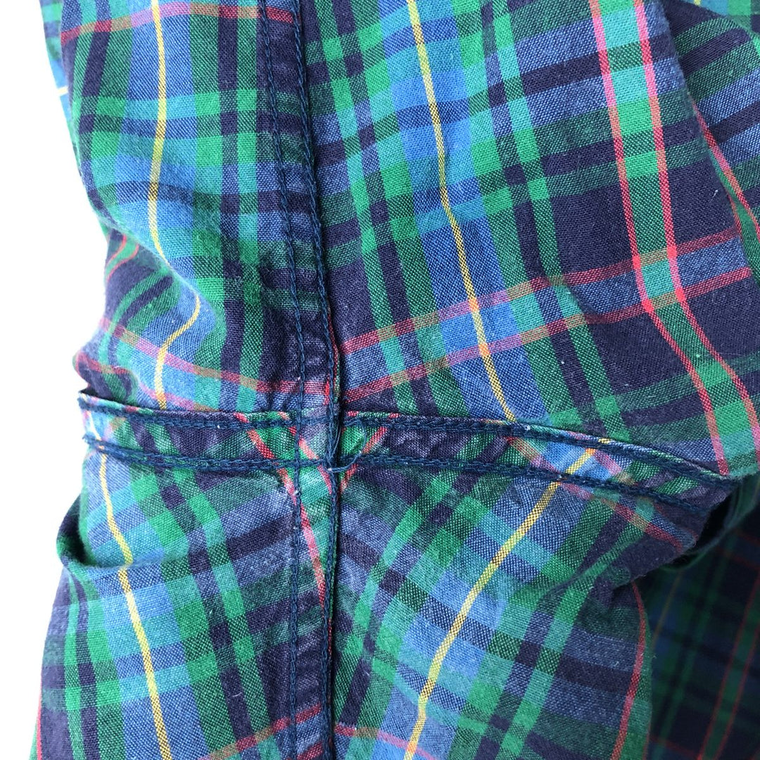 90'S GAP Old Gap Short Sleeve Cotton Check Shirt Men's L Size Vintage cotton green type Vintage Second Hand
