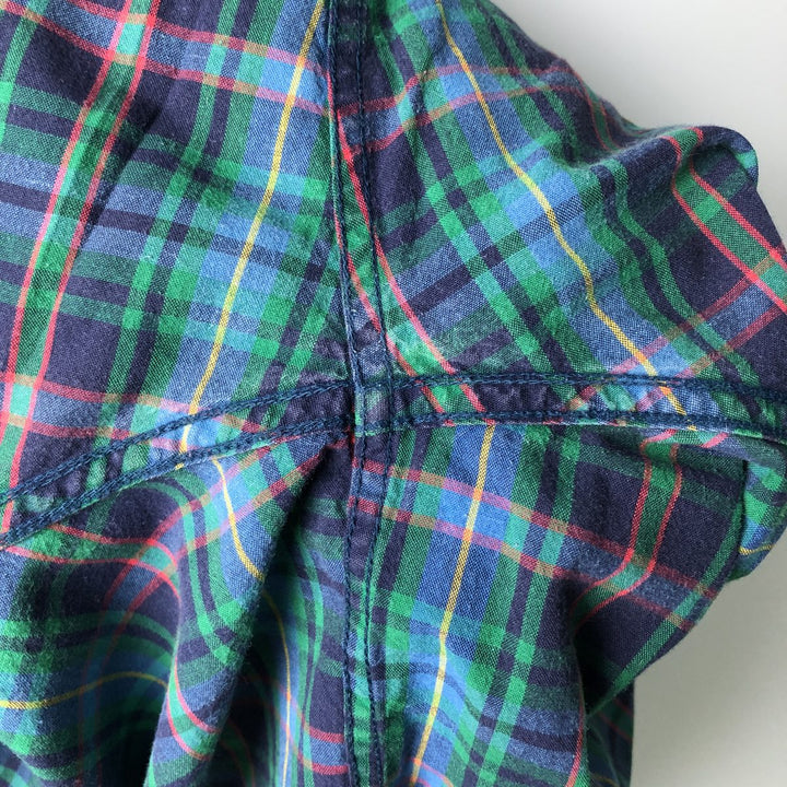90'S GAP Old Gap Short Sleeve Cotton Check Shirt Men's L Size Vintage cotton green type Vintage Second Hand