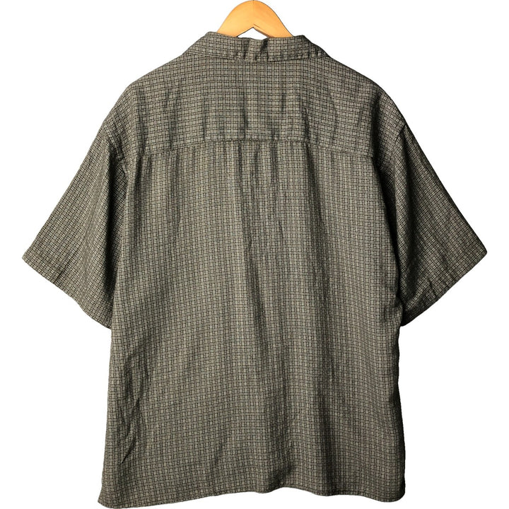 UNTIED Check Pattern Short Sleeve Rayon Shirt Men's XL Box Shirt Viscose rayon Khaki type Vintage Second Hand