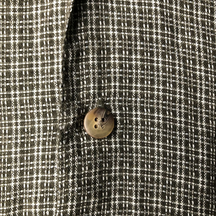 UNTIED Check Pattern Short Sleeve Rayon Shirt Men's XL Box Shirt Viscose rayon Khaki type Vintage Second Hand