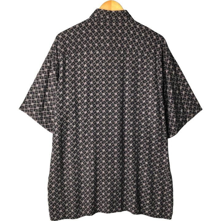 J FERRAR All-over Print Short Sleeve Rayon Shirt, Men's L Size, Box Shirt Viscose rayon black type Vintage Second Hand