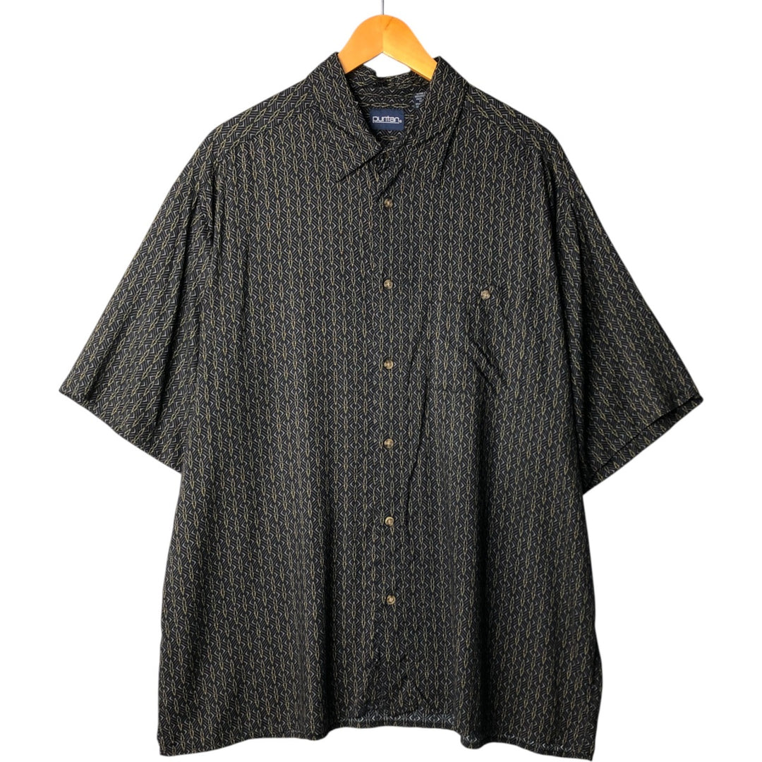 Puritan PURITAN All-over Pattern Short Sleeve Rayon Shirt Men's XL Size Box Shirt Viscose rayon black type Vintage Second Hand