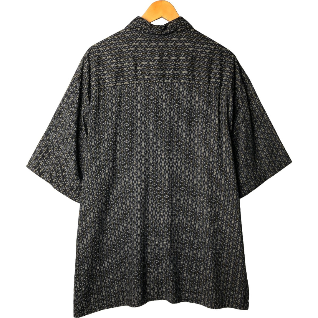 Puritan PURITAN All-over Pattern Short Sleeve Rayon Shirt Men's XL Size Box Shirt Viscose rayon black type Vintage Second Hand