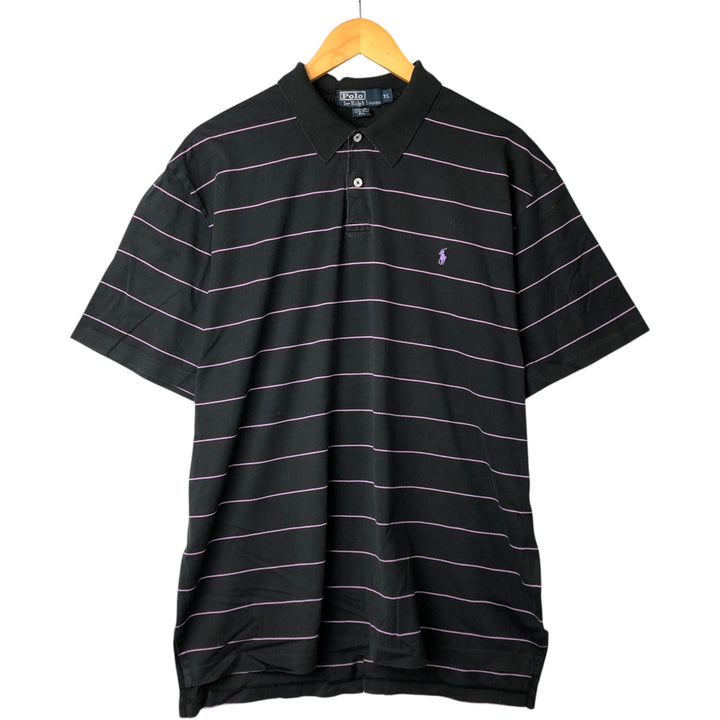 Ralph Lauren POLO by Ralph Lauren short sleeve striped polo shirt, men's XL size Pima Cotton black type Vintage Second Hand