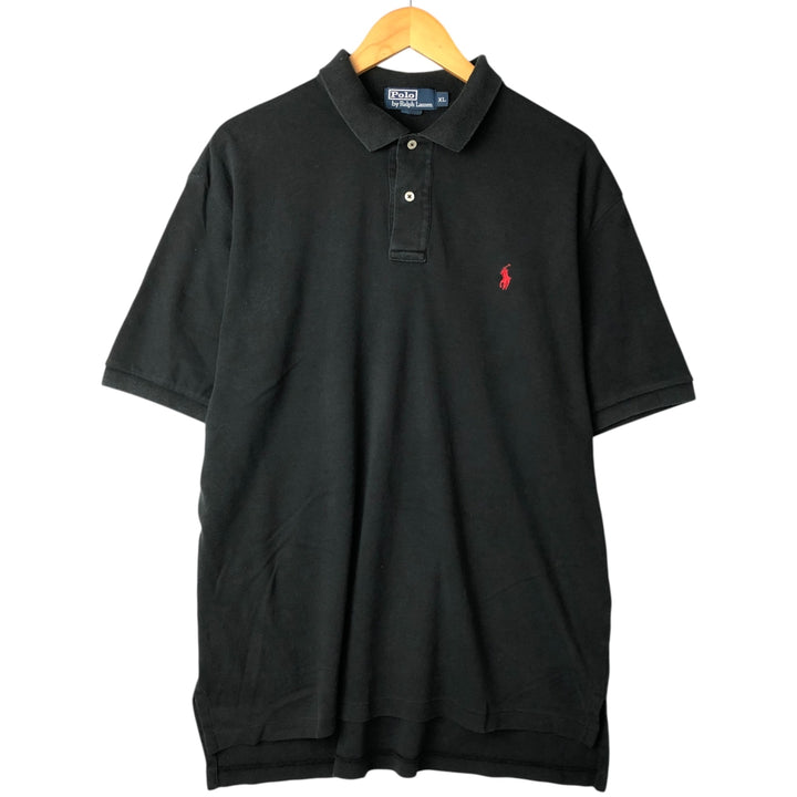Ralph Lauren POLO by Ralph Lauren short sleeve polo shirt, men's XL size cotton black type Vintage Second Hand
