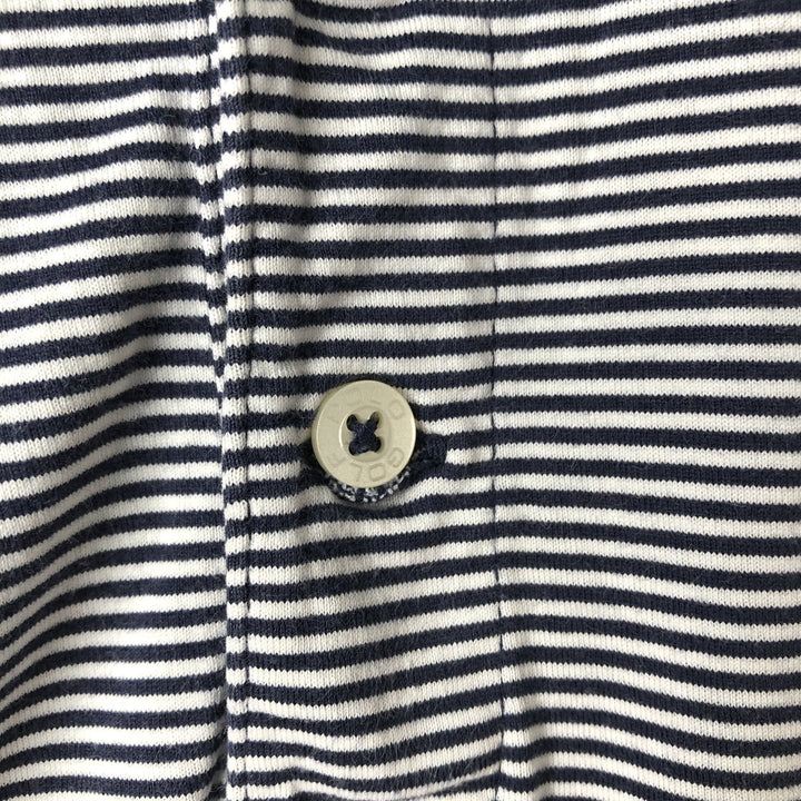 Ralph Lauren POLO GOLF Short Sleeve Striped Polo Shirt Men's Size L Pima Cotton navy blue type Vintage Second Hand