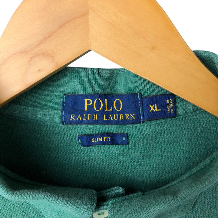 Ralph Lauren POLO RALPH LAUREN SLIM FIT short sleeve polo shirt men's XL equivalent cotton green type Vintage Second Hand
