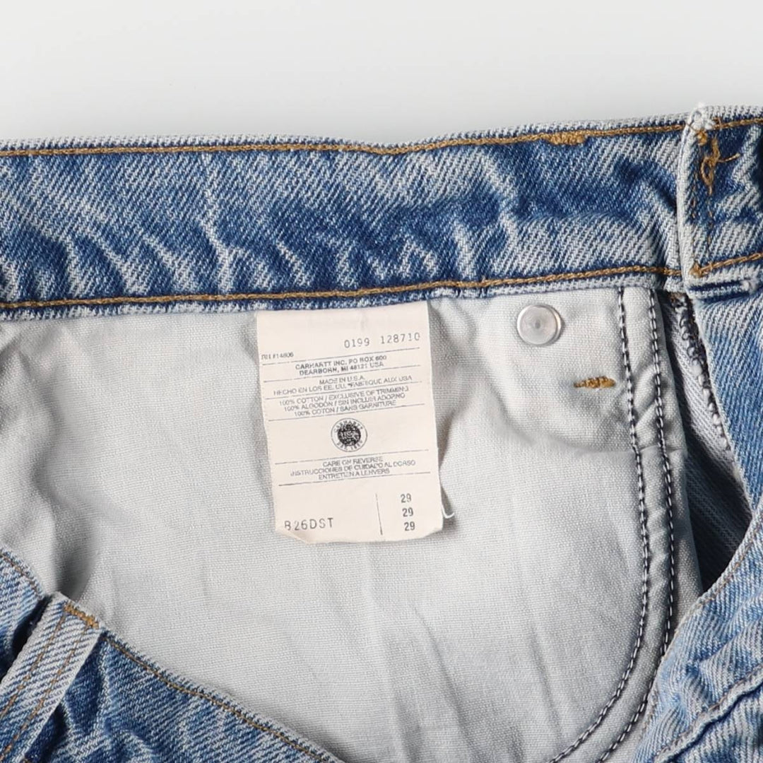 90'S Carhartt denim shorts, short pants, made in USA, men's, w29 equivalent, vintage cotton blue type Vintage Second Hand