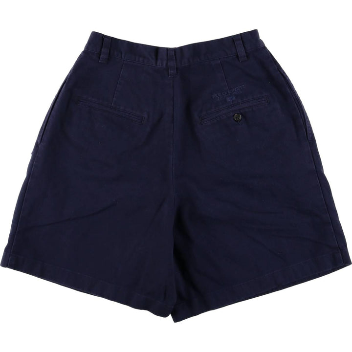 90'S Ralph Lauren Polo Sport Two-pleat Chino Shorts, Women's L (w27) Vintage cotton navy blue type Vintage Second Hand