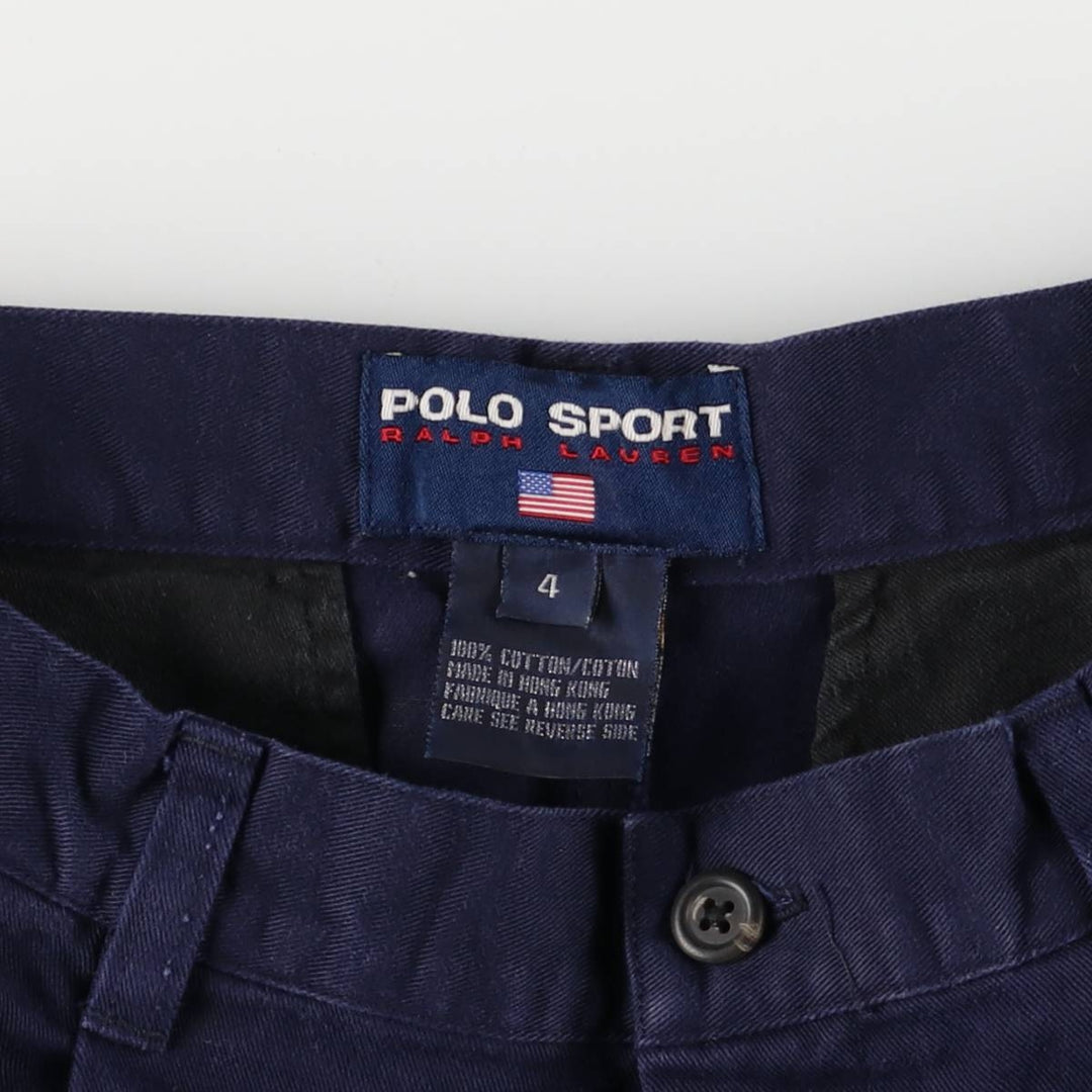 90'S Ralph Lauren Polo Sport Two-pleat Chino Shorts, Women's L (w27) Vintage cotton navy blue type Vintage Second Hand