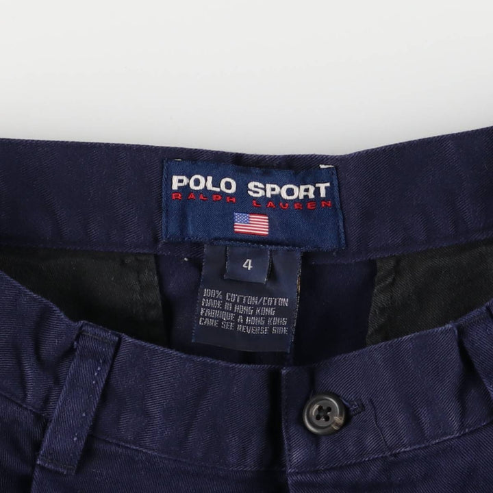 90'S Ralph Lauren Polo Sport Two-pleat Chino Shorts, Women's L (w27) Vintage cotton navy blue type Vintage Second Hand