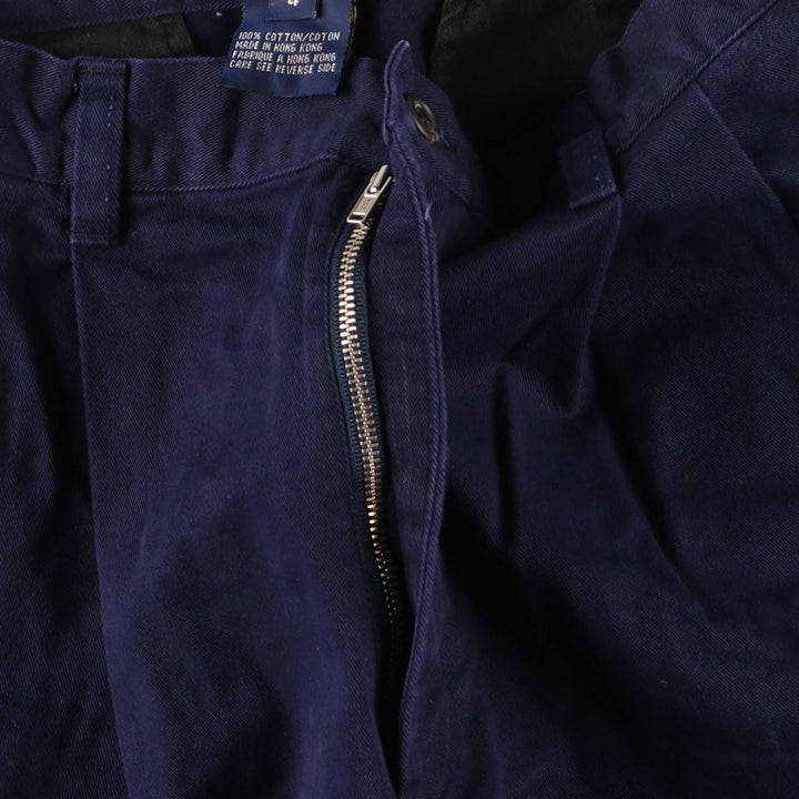 90'S Ralph Lauren Polo Sport Two-pleat Chino Shorts, Women's L (w27) Vintage cotton navy blue type Vintage Second Hand