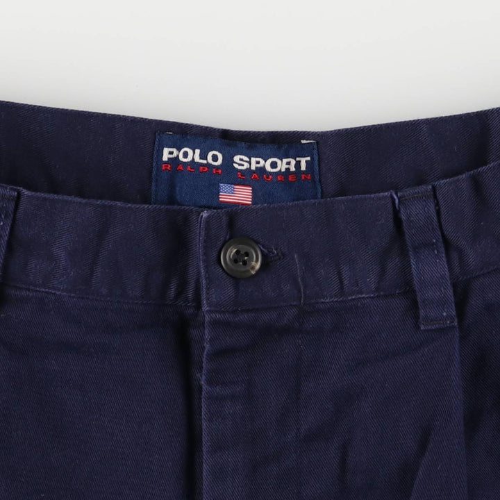 90'S Ralph Lauren Polo Sport Two-pleat Chino Shorts, Women's L (w27) Vintage cotton navy blue type Vintage Second Hand
