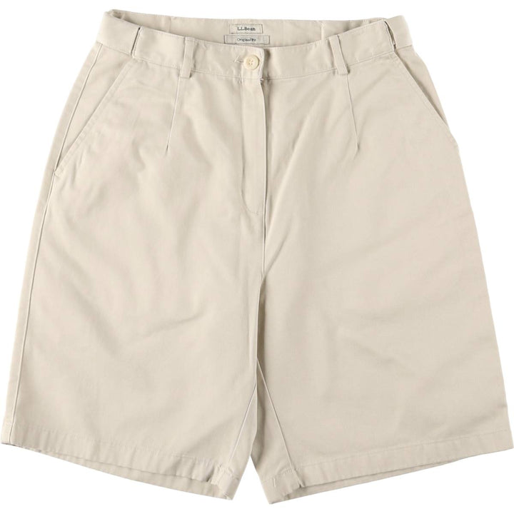 LLBean Original Fit One-Tuck Chino Shorts, Women's Size L (W30) cotton ivory Vintage Second Hand