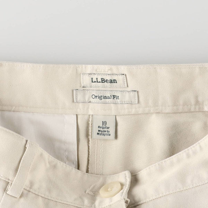 LLBean Original Fit One-Tuck Chino Shorts, Women's Size L (W30) cotton ivory Vintage Second Hand