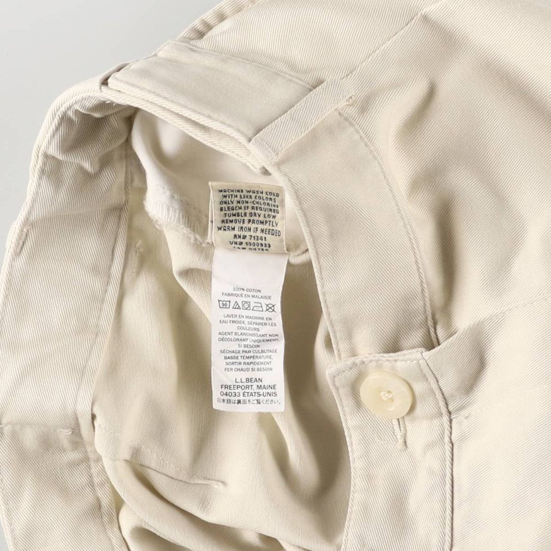LLBean Original Fit One-Tuck Chino Shorts, Women's Size L (W30) cotton ivory Vintage Second Hand