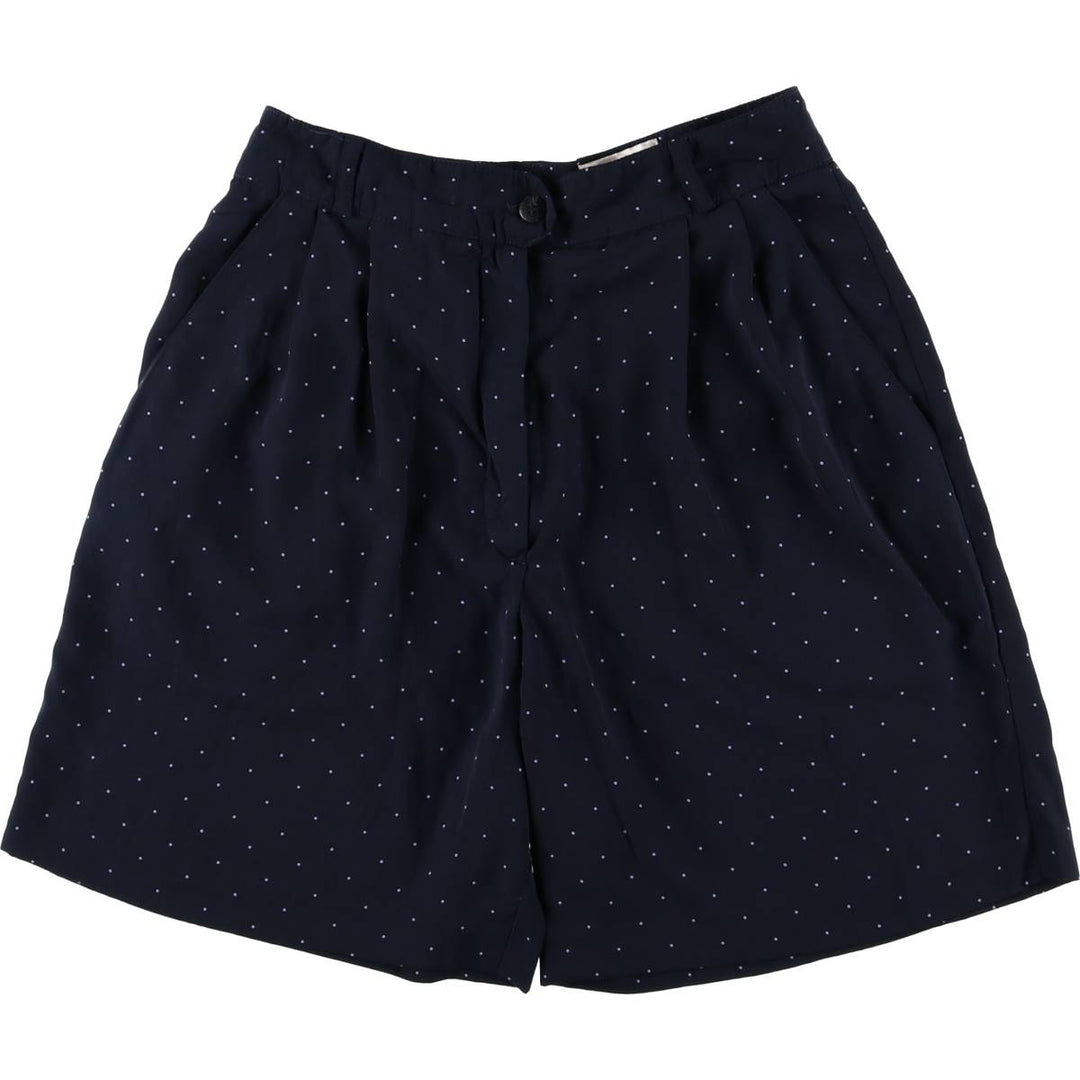 TEHAMA Dot Pattern Two-Pleated Shorts, Made in USA, Women's Size L (W28) polyester navy blue type Vintage Second Hand